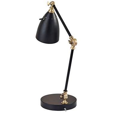 Boston Black with Antique Brass Adjustable Desk Lamp