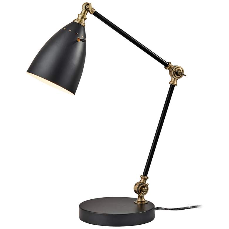 Image 2 Boston Black with Antique Brass Adjustable Desk Lamp more views
