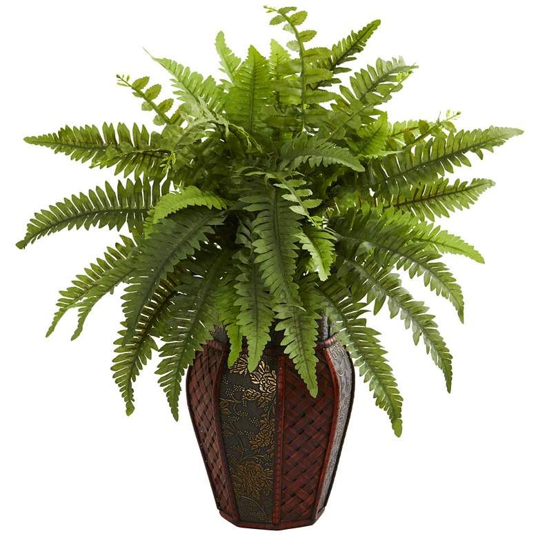 Image 1 Boston Fern Artificial Plant in Decorative Planter