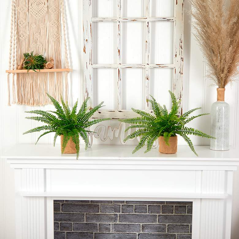 Image 6 Boston Fern with Burlap Planter (Set of 2) more views