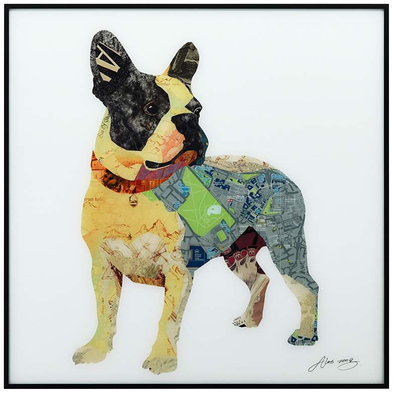 Image 1 Boston Terrier 1 24 inch Square Reverse Printed Glass Wall Art