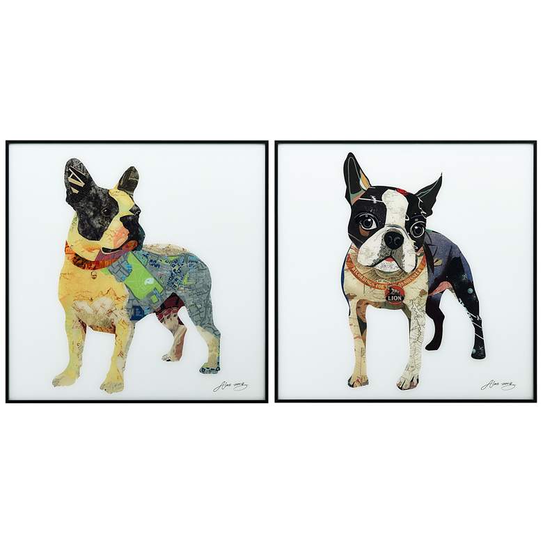 Image 2 Boston Terrier 1 and 2 24 inch Square 2-Piece Wall Art Set