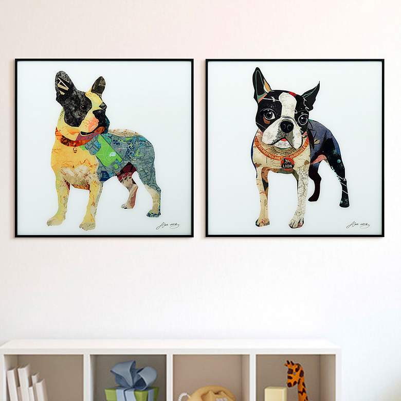 Image 1 Boston Terrier 1 and 2 24" Square 2-Piece Wall Art Set