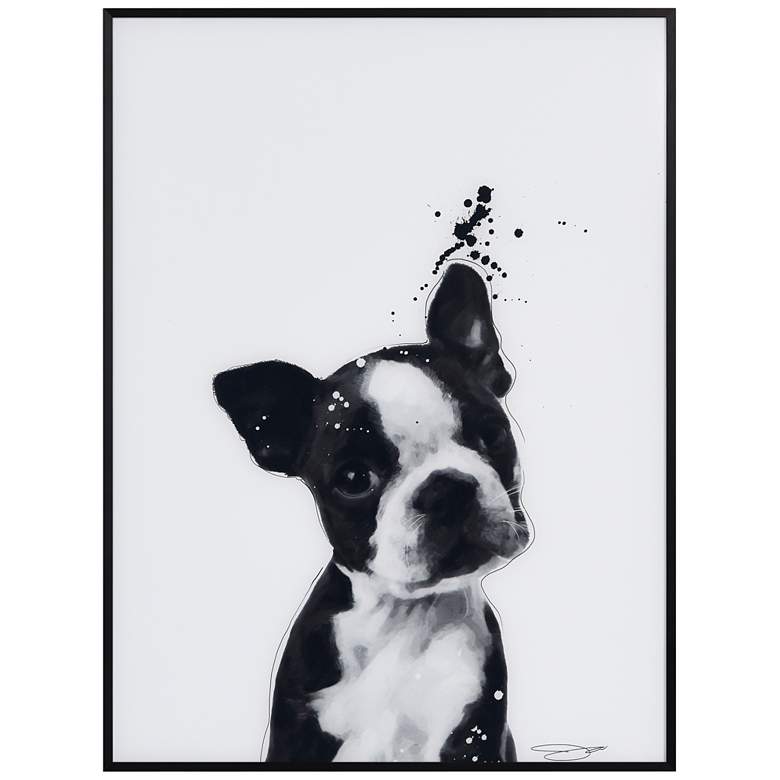 Image 2 Boston Terrier 24"x18" Printed Glass Framed Wall Art