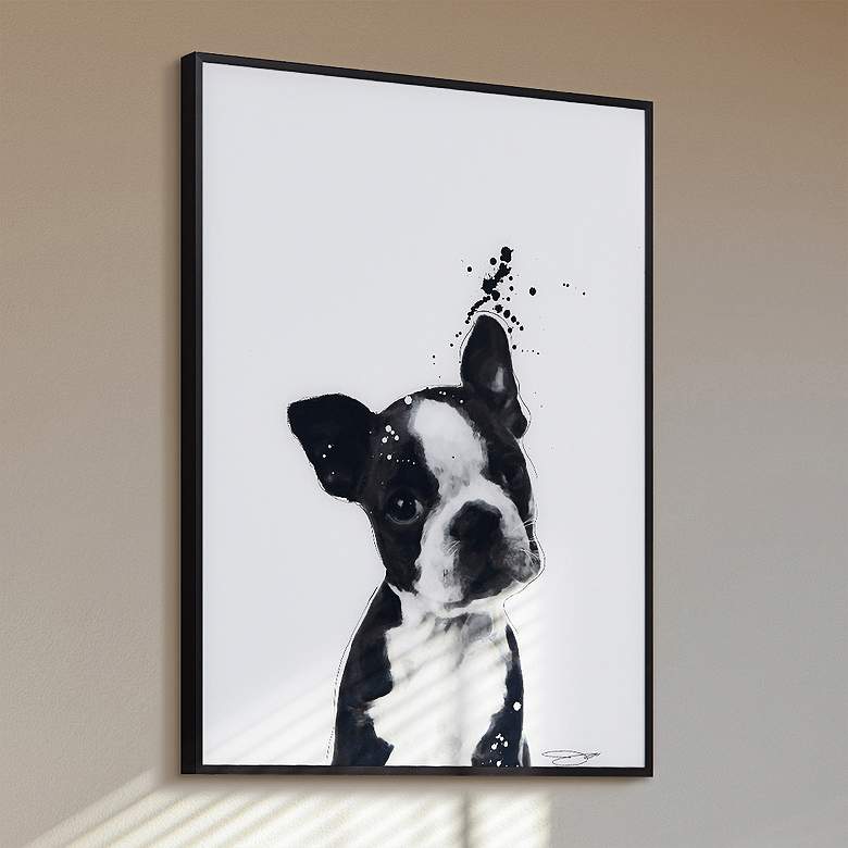 Image 1 Boston Terrier 24"x18" Printed Glass Framed Wall Art