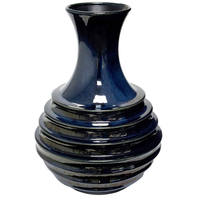 Image 1 Bosworth Blue 13 inch High Ceramic Bottle Vase