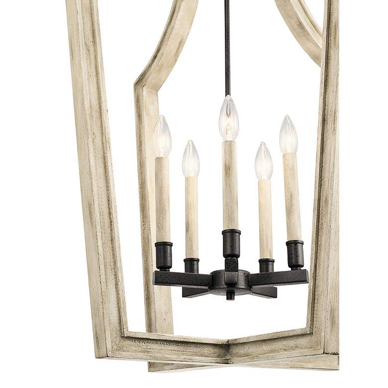 Image 4 Botanica 24 inch Wide White-Washed Wood 5-Light Foyer Pendant more views