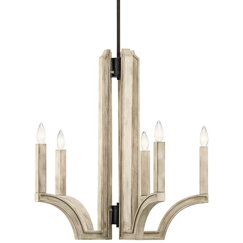 Botanica 25 1/2&quot;W White-Washed Wood 5-Light Foyer Pendant more views