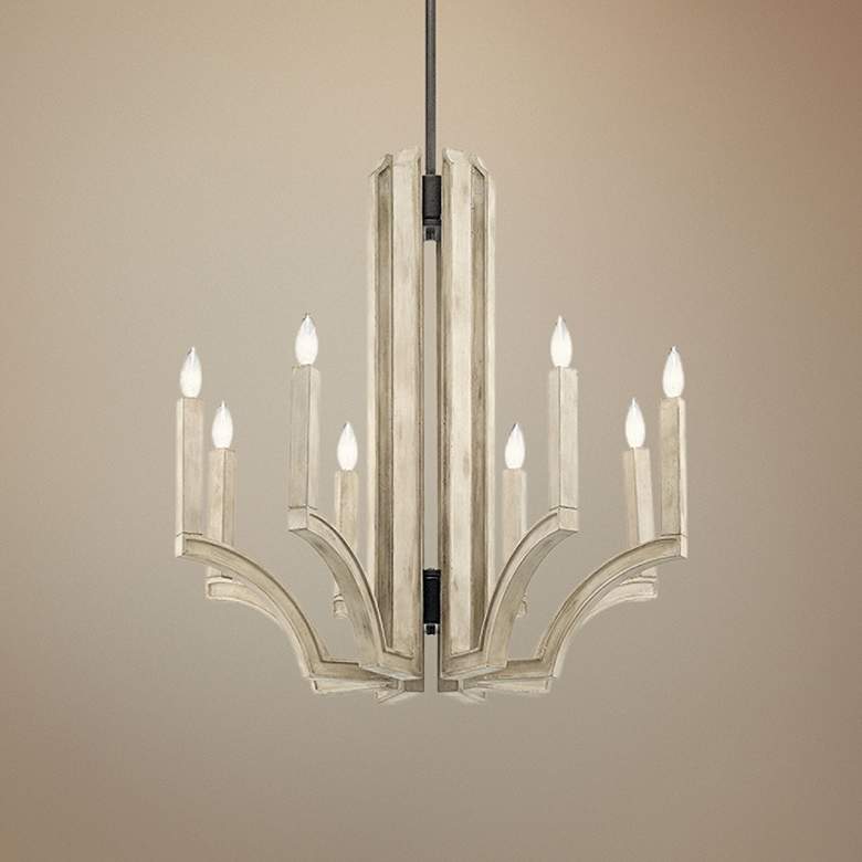 Image 1 Botanica 29 1/2" Wide White-Washed Wood 8-Light Chandelier