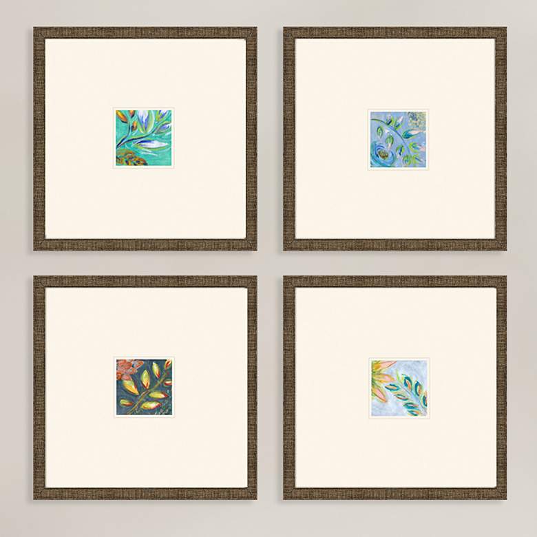 Image 2 Botanica I 16 inch Square 4-Piece Framed Giclee Wall Art Set