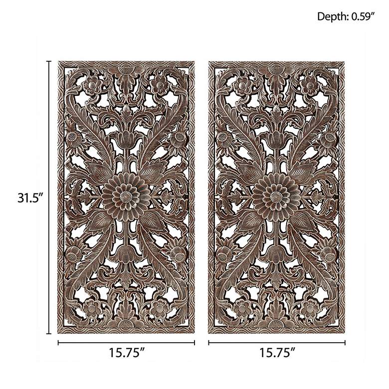 Image 7 Botanical 31 1/2 inch High Wood Wall Panels Set of 2 more views