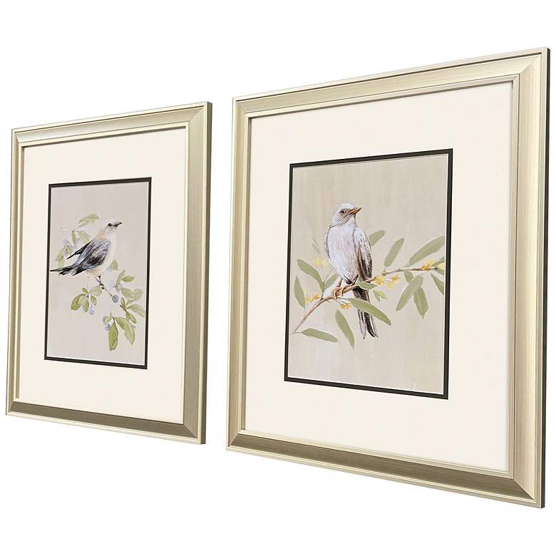 Image 2 Botanical Birds 15"W x 17"H Transitional Framed Art Set of 2 more views