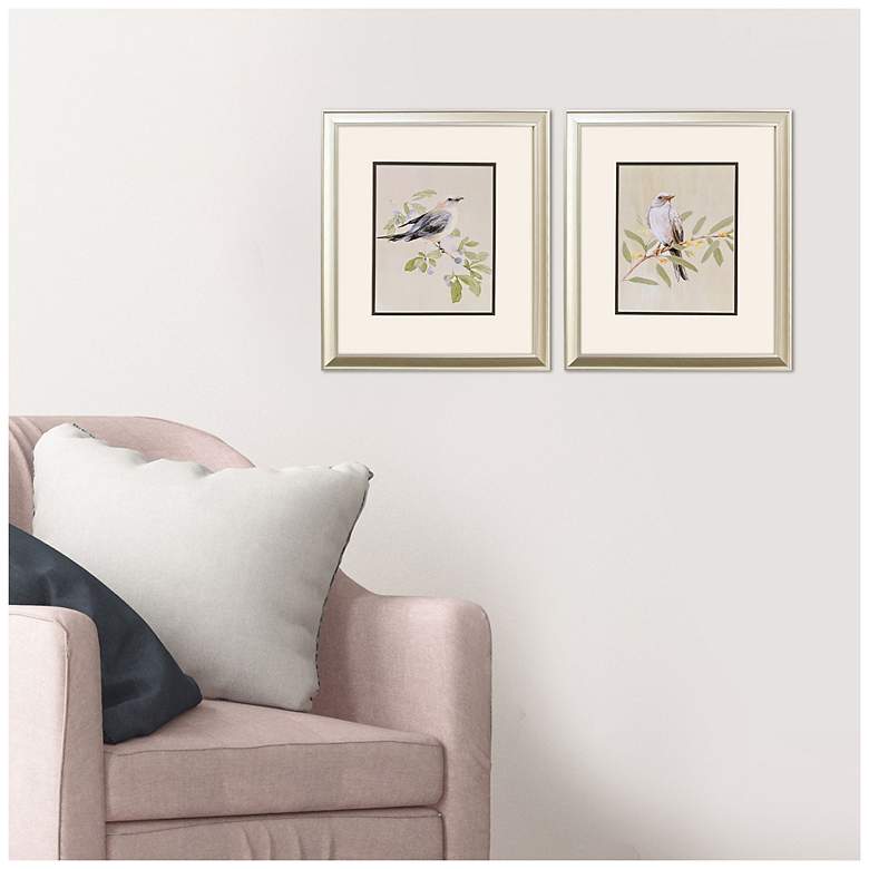 Image 4 Botanical Birds 15"W x 17"H Transitional Framed Art Set of 2 more views