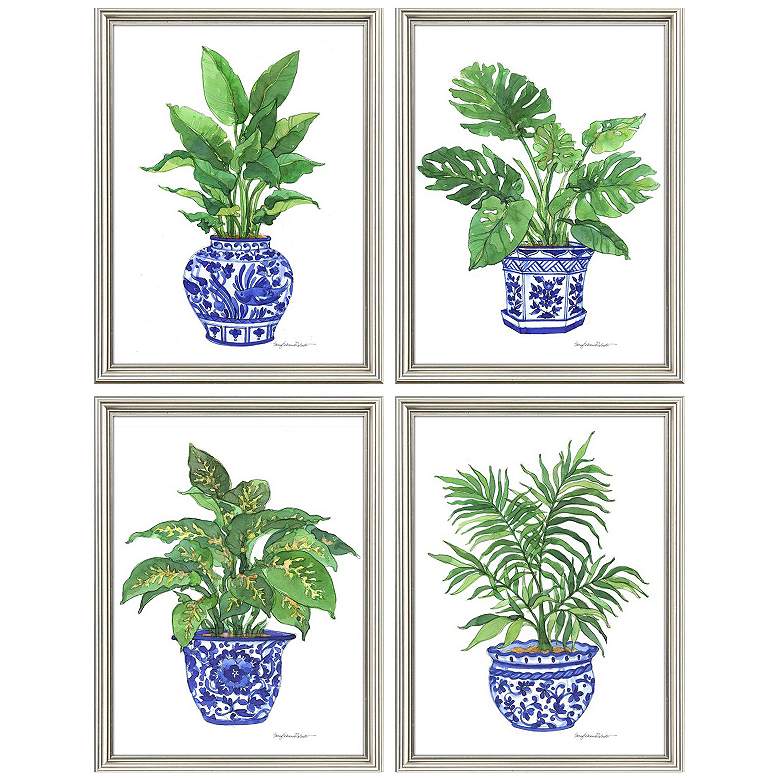 Image 1 Botanical Blues 13"W x 17"H Framed Art Set of 4