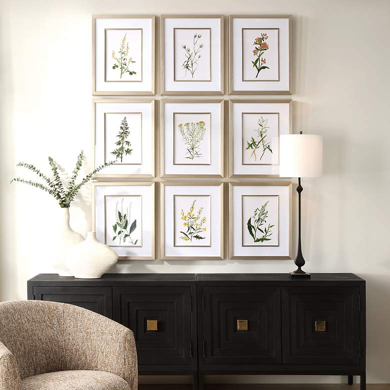 Image 1 Botanical Flowers 9-Piece Framed Wall Art Set