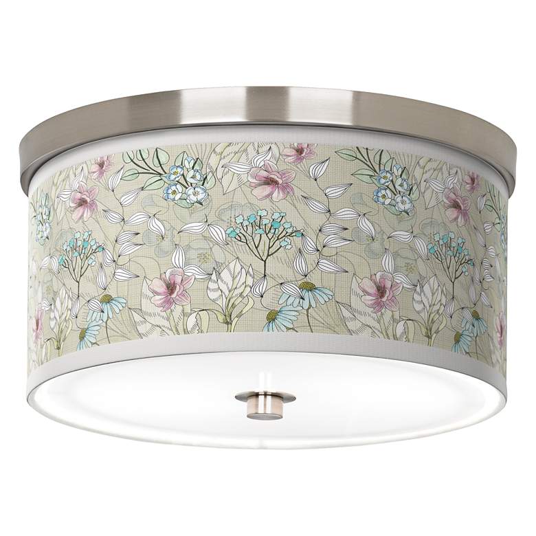Image 1 Botanical Giclee Nickel 10 1/4" Wide Ceiling Light