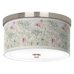 Botanical Giclee Nickel 10 1/4&quot; Wide Ceiling Light