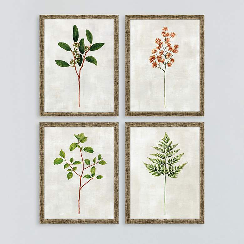 Image 2 Botanical I 17" High 4-Piece Giclee Framed Wall Art Set