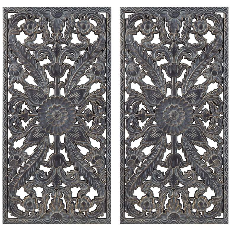 Image 2 Botanical Panel 31 1/2" High Antique Blue Wall Art Set of 2