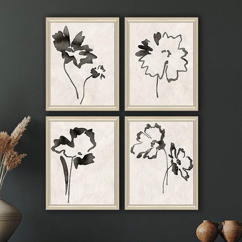 Image 1 Botanical Silhouettes 14"W x 18"H Framed Art - Set of 4