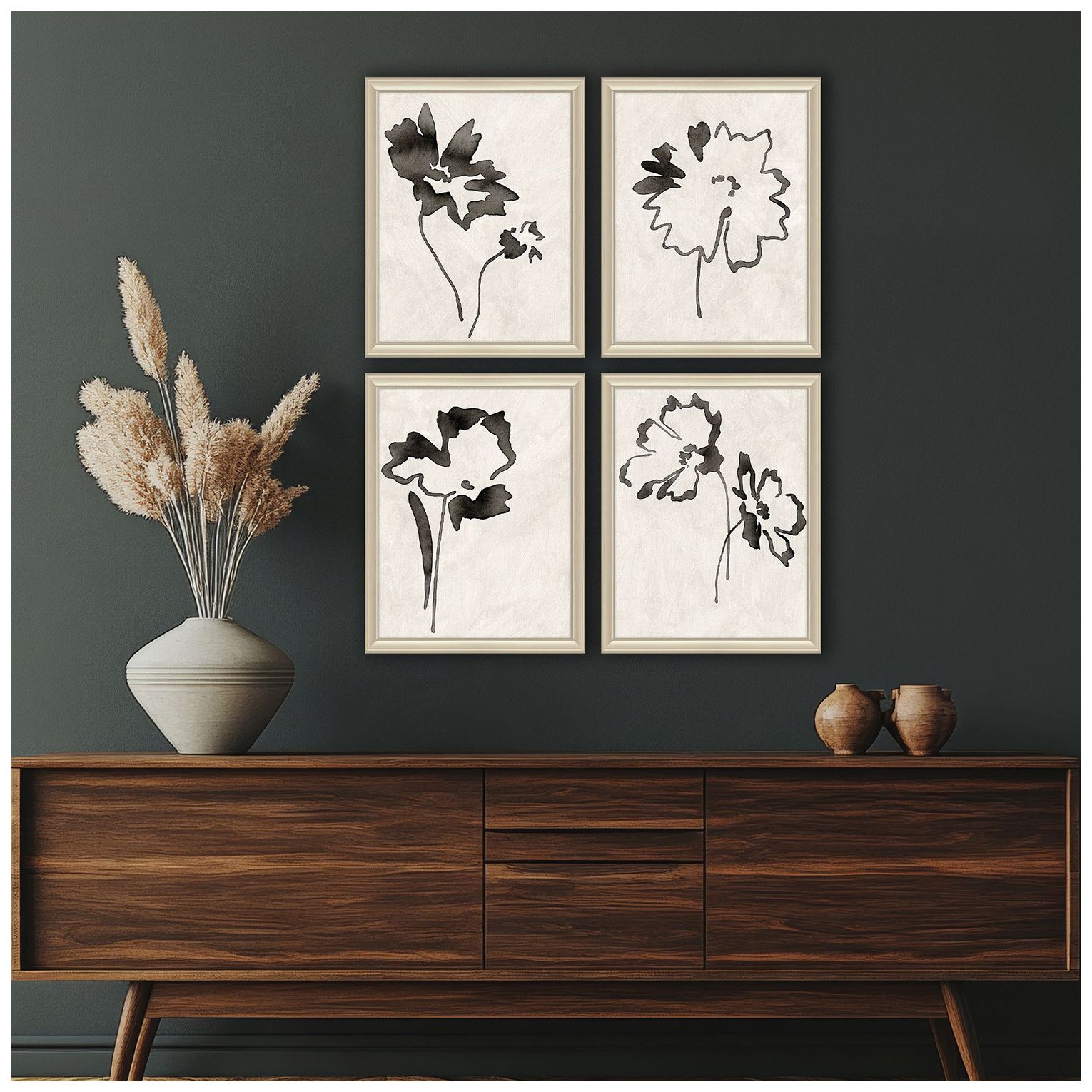 Image 5 Botanical Silhouettes 14"W x 18"H Framed Art - Set of 4 more views