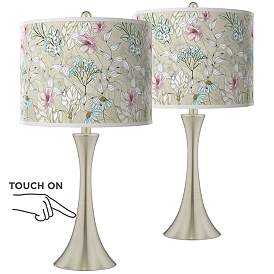 Image1 of Botanical Trish Brushed Nickel Touch Table Lamps Set of 2