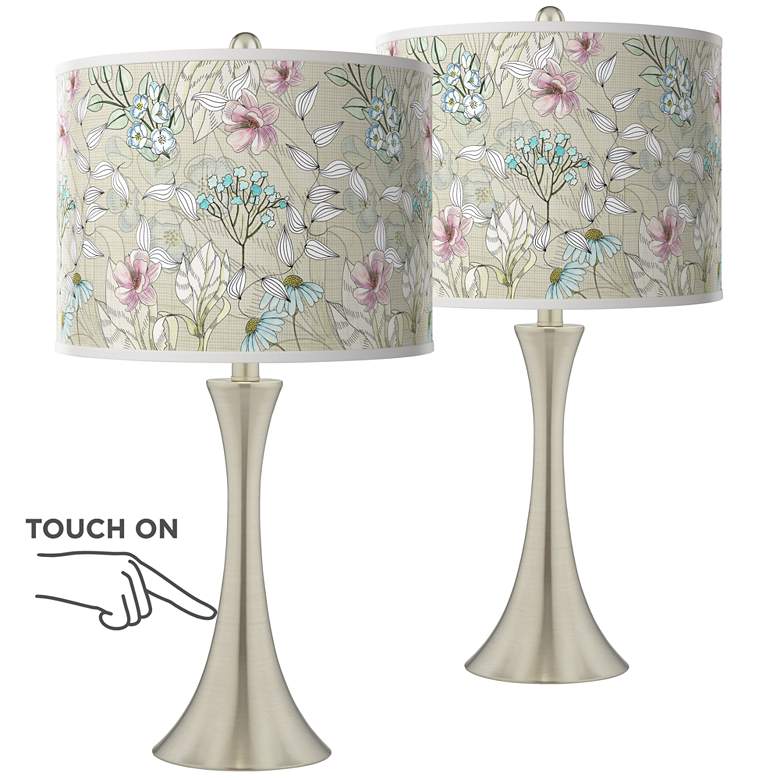 Image 1 Botanical Trish Brushed Nickel Touch Table Lamps Set of 2