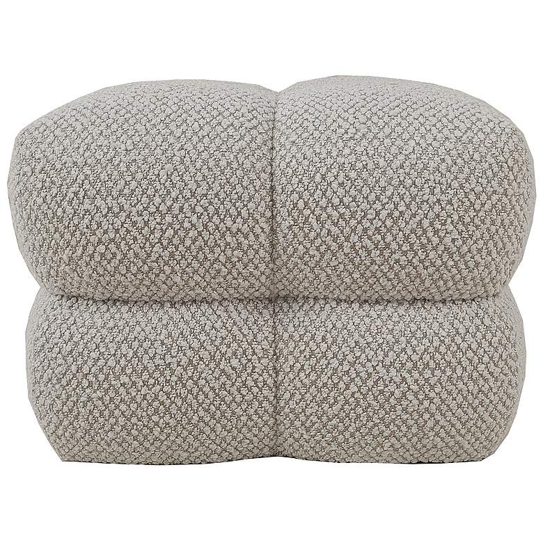 Image 1 Boucle Fabric Upholstered Ottoman, Beige