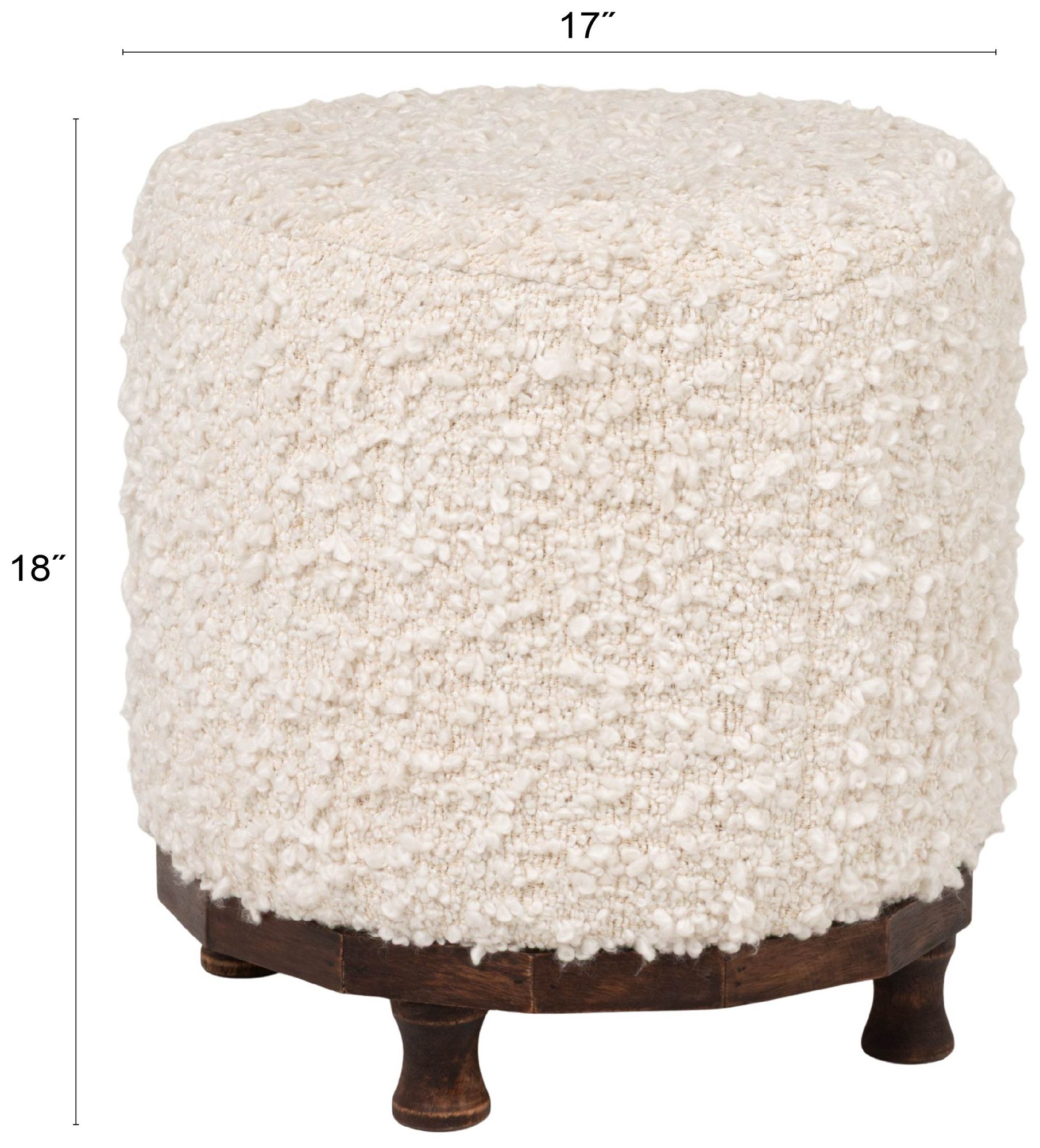 Image 3 Boucle Upholstered Cotton Woven Stool with Dark Wood Tapered Legs more views