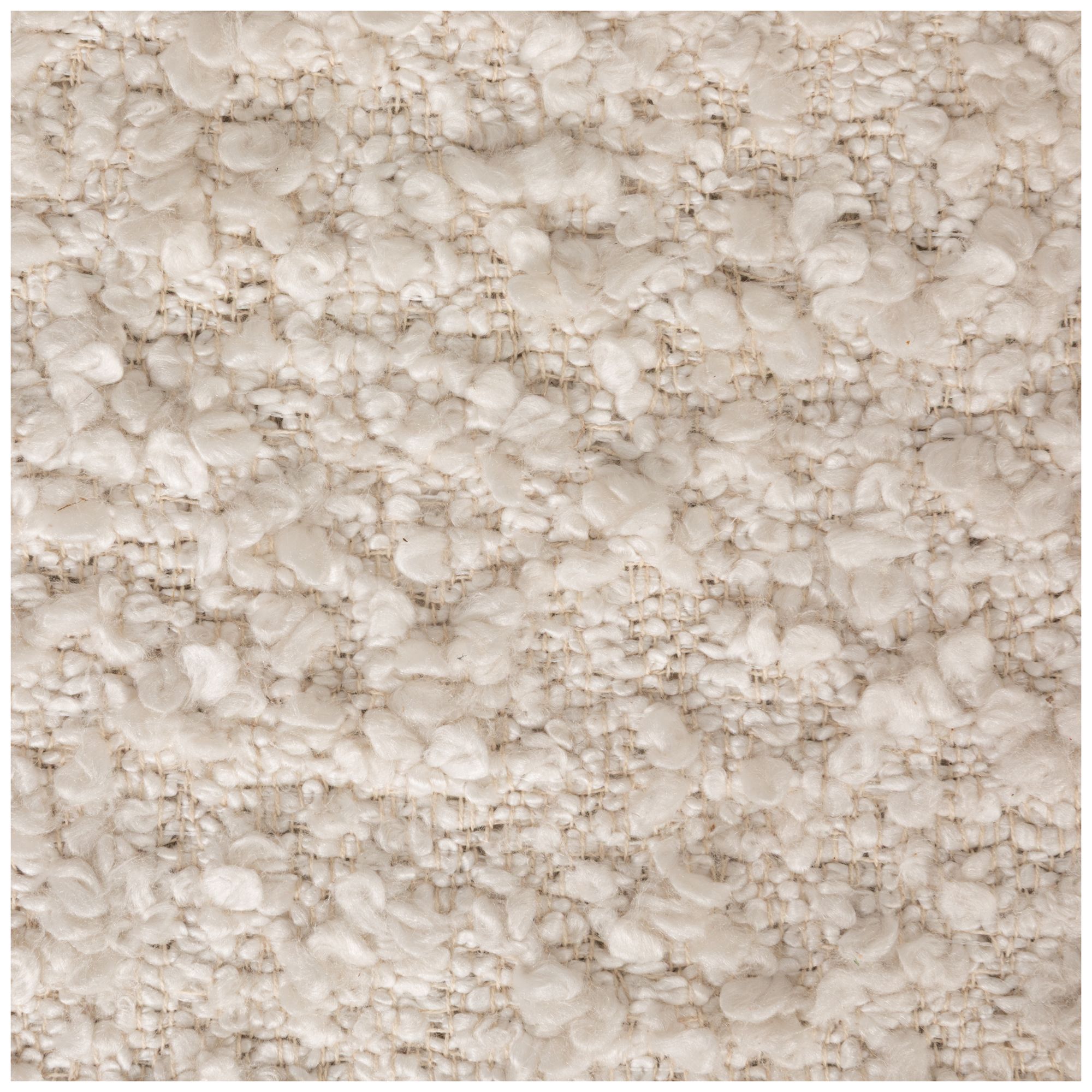 Image 5 Boucle Upholstered Cotton Woven Stool with Dark Wood Tapered Legs more views