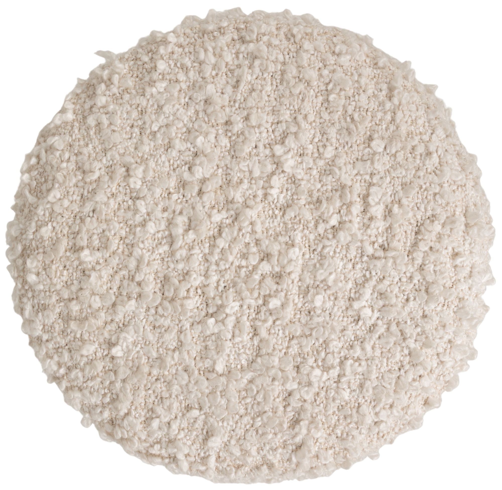 Image 6 Boucle Upholstered Cotton Woven Stool with Dark Wood Tapered Legs more views