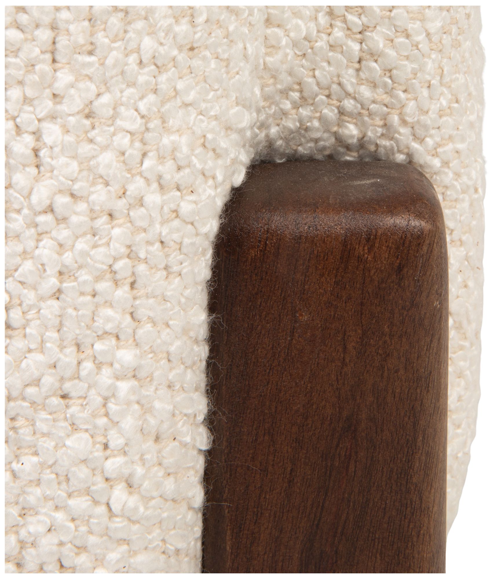 Image 6 Boucle Upholstered Wood Bench with Recessed Cushion and Slat-style Legs more views