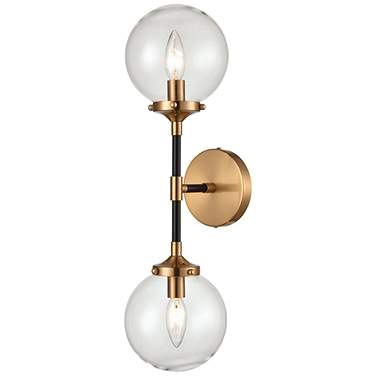 Boudreaux 21" High 2-Light Sconce - Matte Black with Antique Gold