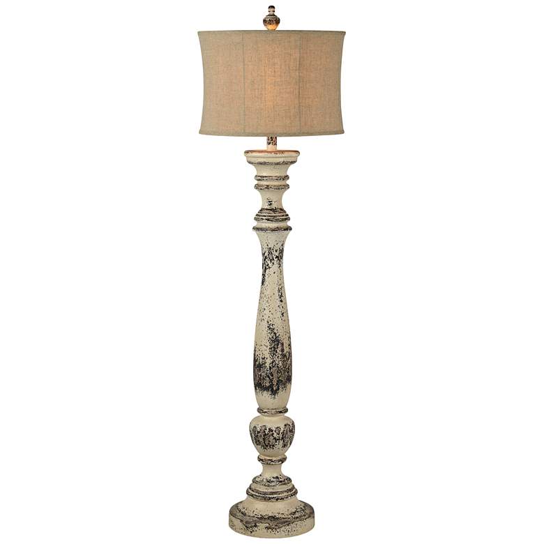 Image 1 Boulder 65 inch Distressed Black and Cream White Floor Lamp