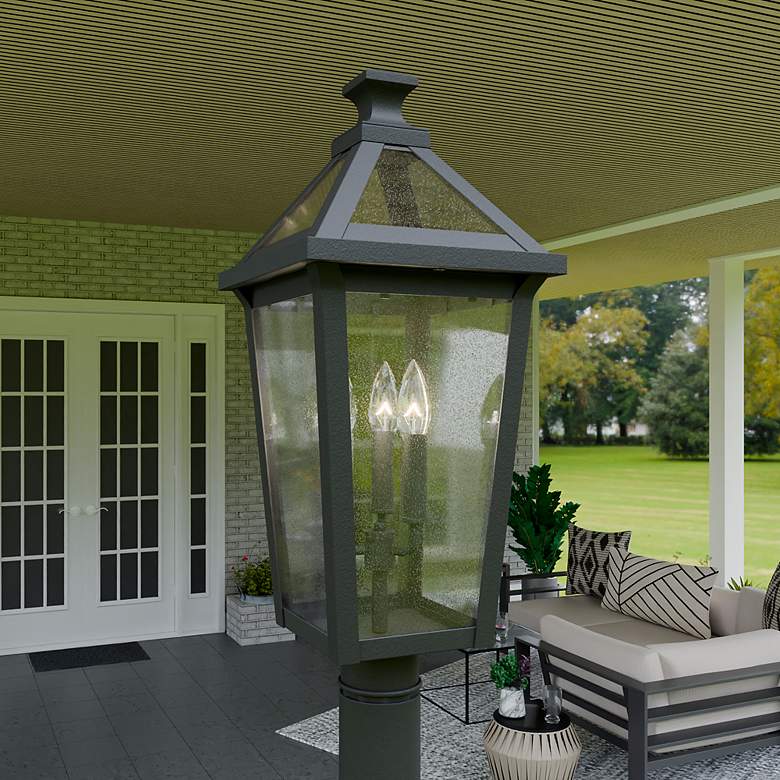 Image 1 Boulevard 3-Light Matte Black Outdoor Post Lantern