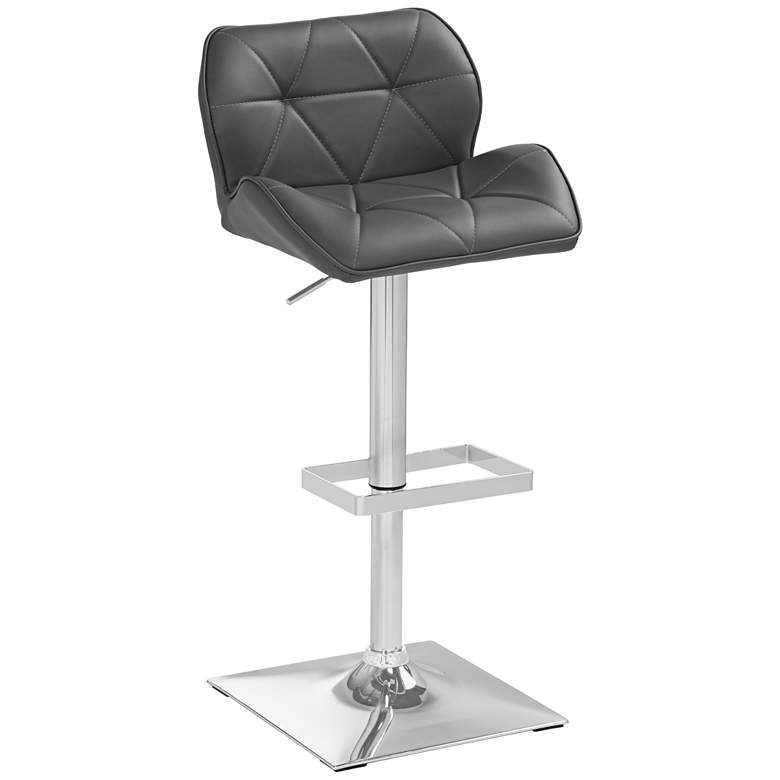 Image 3 Boulton Gray Faux Leather Adjustable Swivel Bar Stool