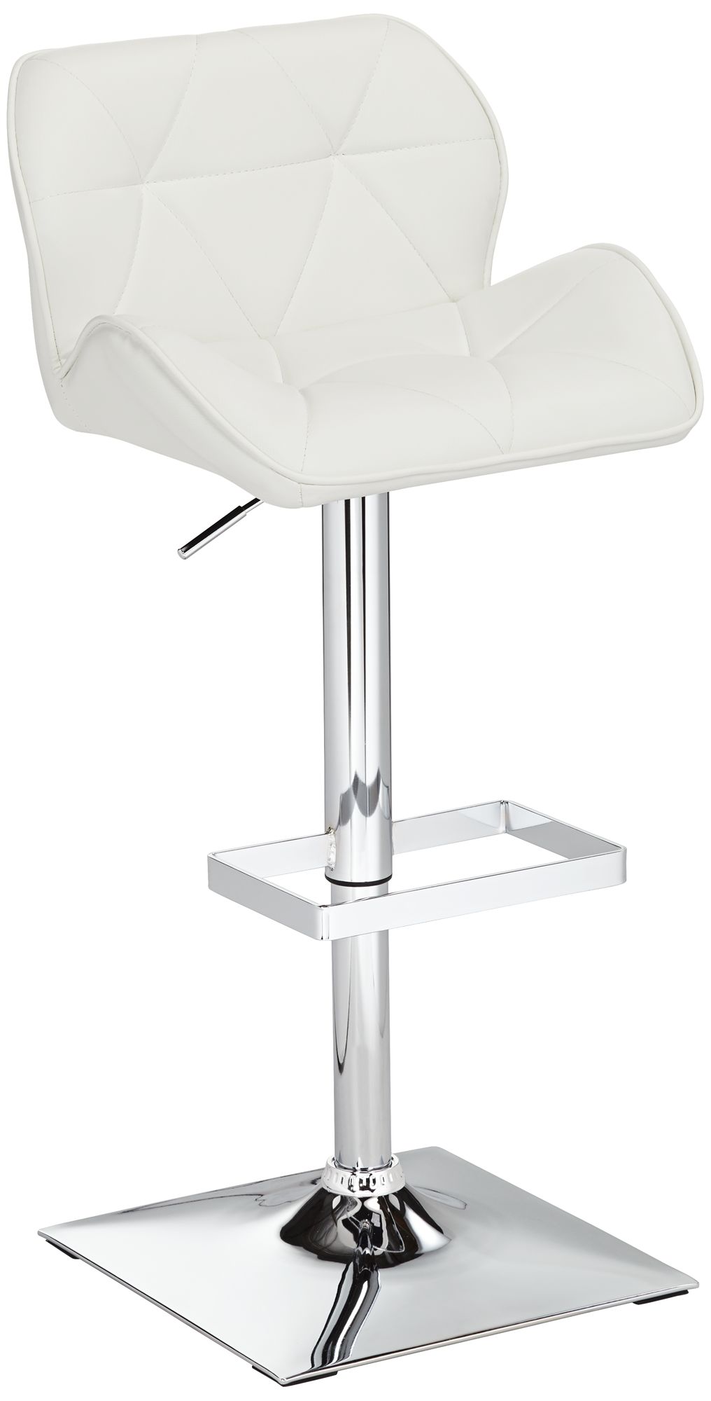 Boulton White Faux Leather Adjustable Swivel Bar Stool