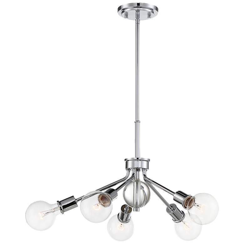 Image 1 Bounce; 5 Light; Pendant; Polished Nickel Finish with K9 Crystal