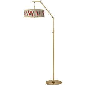 Image2 of Bounce Giclee Warm Gold Arc Floor Lamp