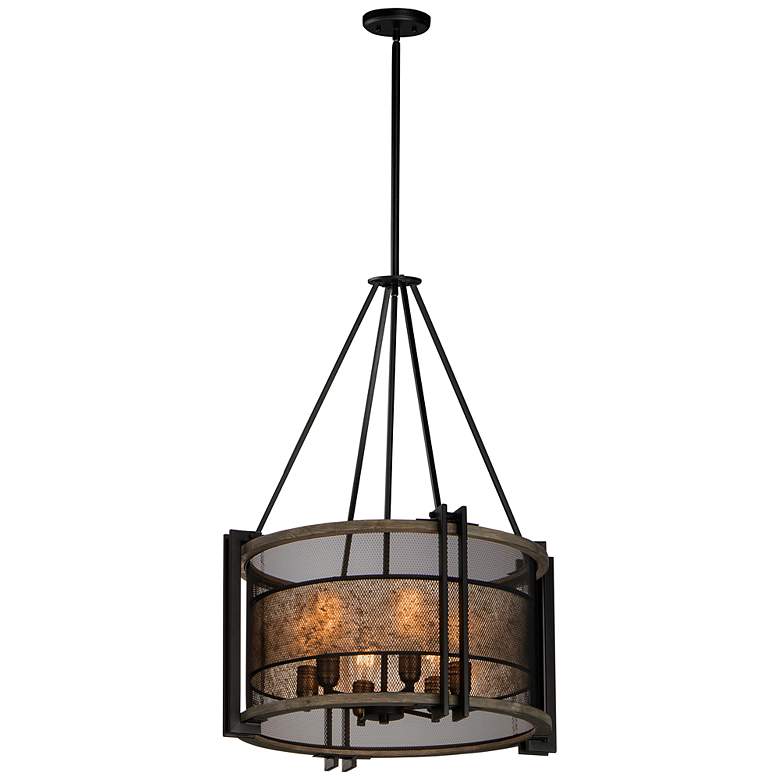 Image 4 Boundry 6-Light 24" Wide Black/Barn Wood/Antique Brass Chandelier more views