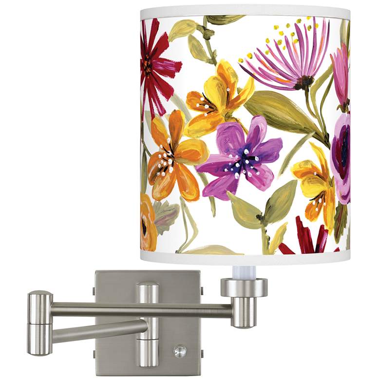 Image 1 Bountiful Blooms Brushed Nickel Swing Arm Wall Lamp