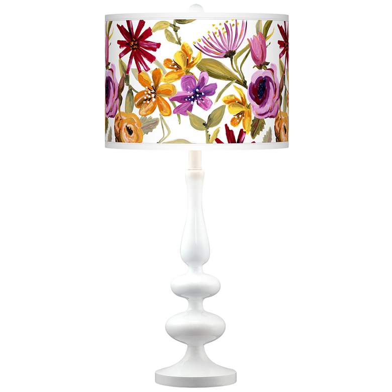 Image 1 Bountiful Blooms Giclee Paley White Table Lamp