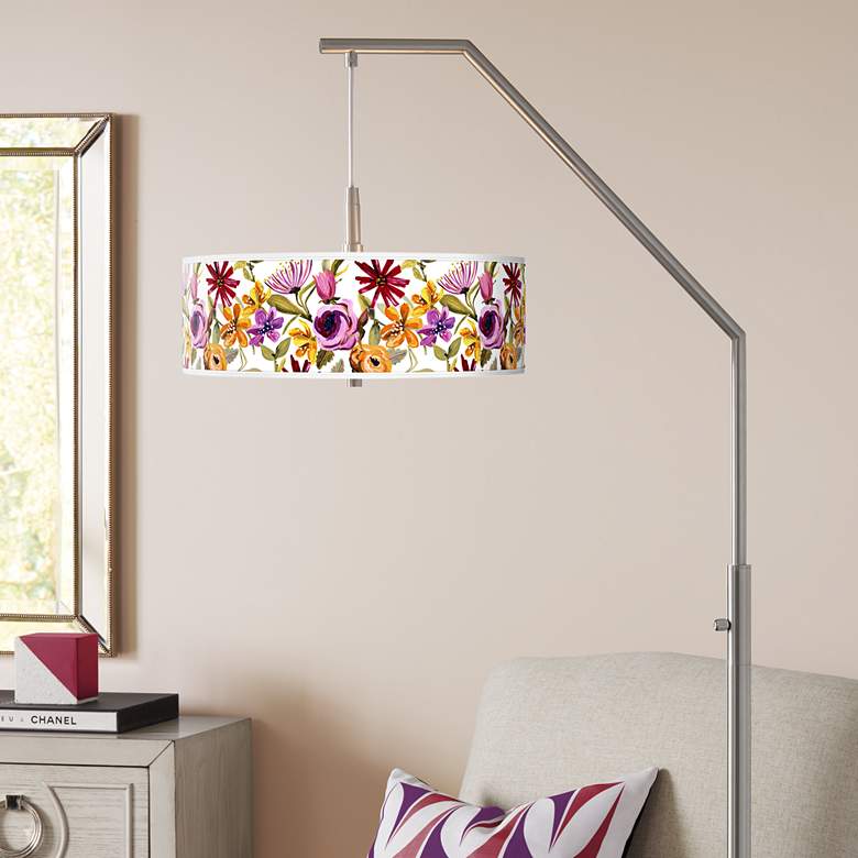 Image 1 Bountiful Blooms Giclee Shade Arc Floor Lamp