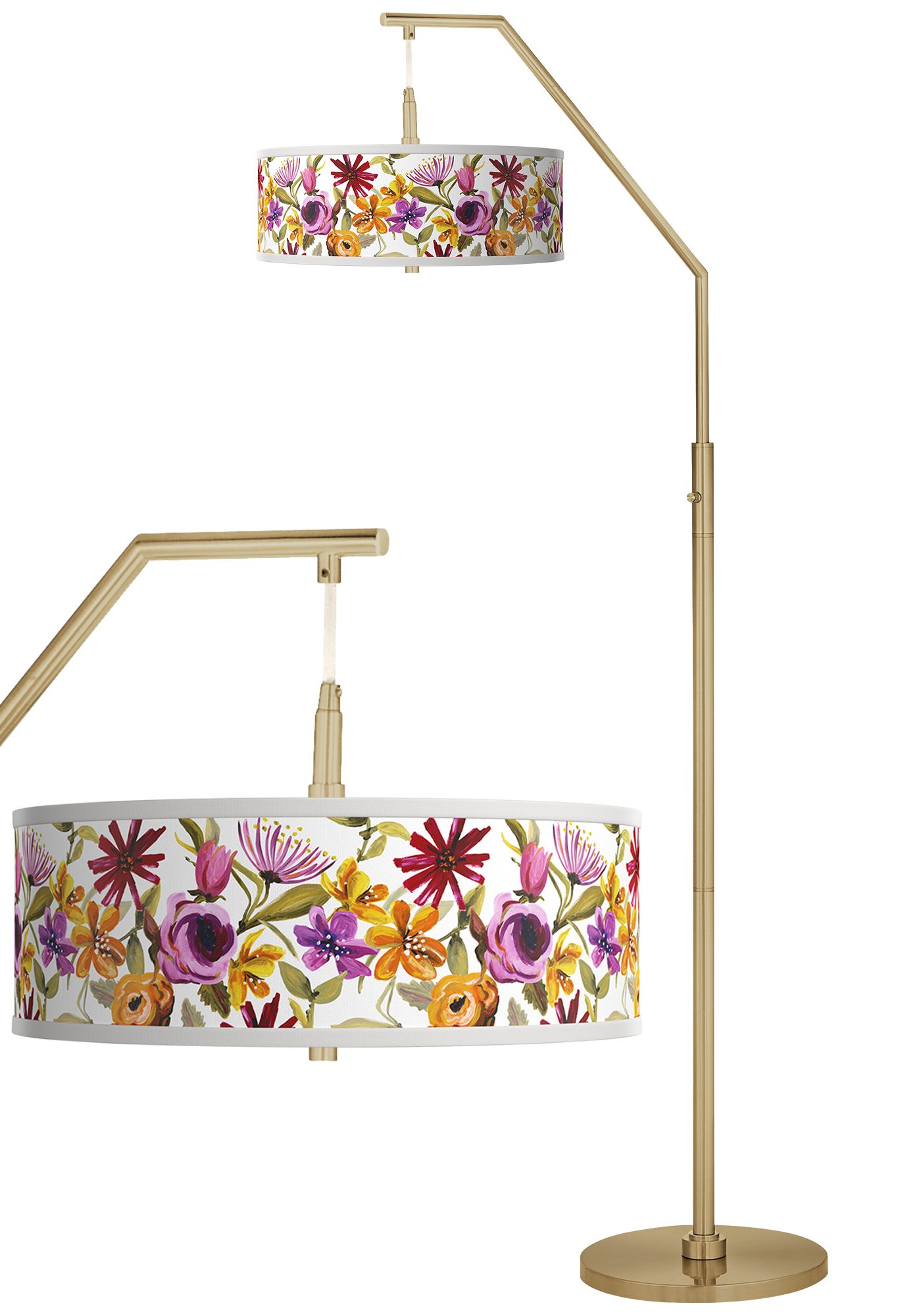 Image Bountiful Blooms Giclee Warm Gold Arc Floor Lamp
