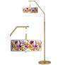 Bountiful Blooms Giclee Warm Gold Arc Floor Lamp