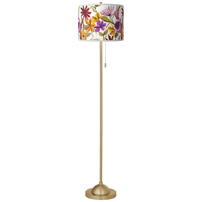 Image 2 Bountiful Blooms Giclee Warm Gold Stick Floor Lamp