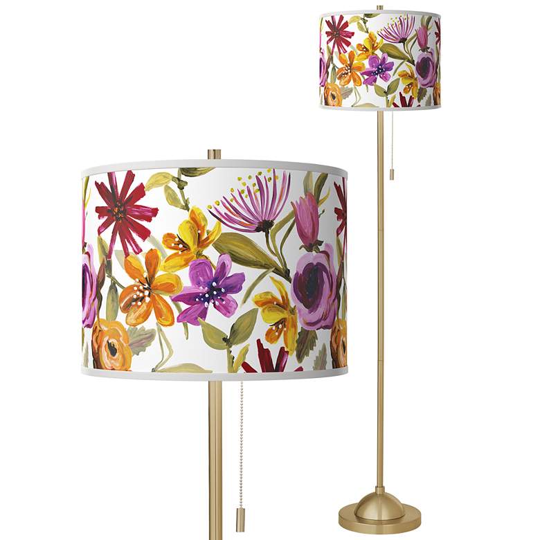 Image 1 Bountiful Blooms Giclee Warm Gold Stick Floor Lamp