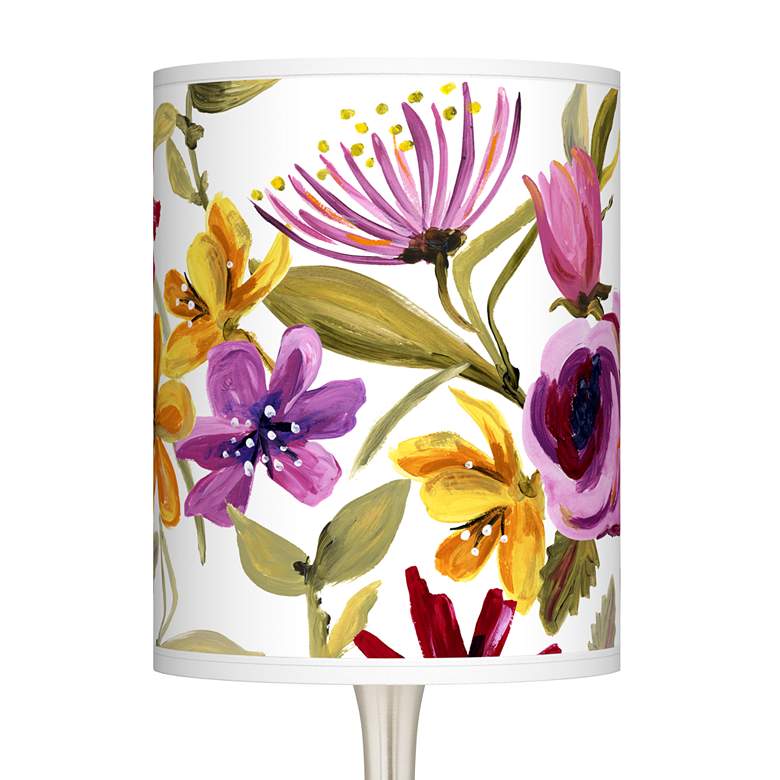 Image 3 Bountiful Blooms Pattern Designer Shade with Modern Nickel Droplet Lamp more views