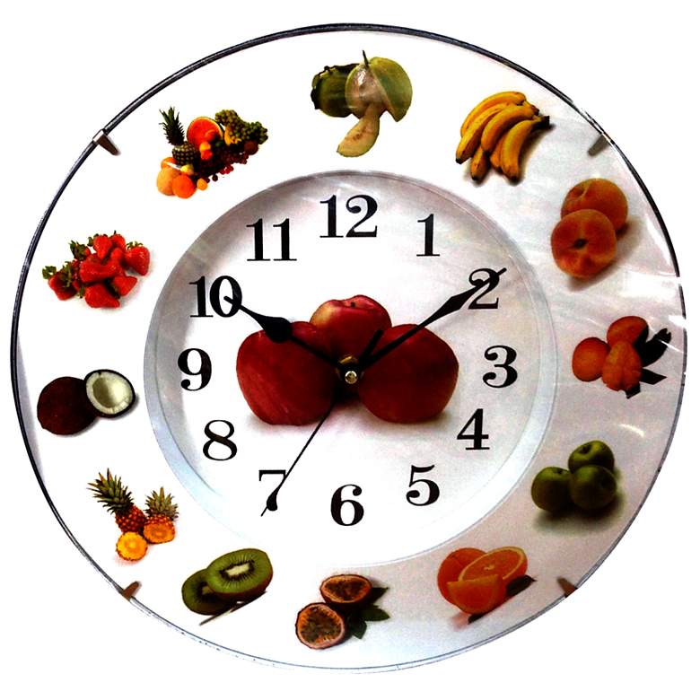 Image 1 Bountiful Fruit 11 inch Round Wall Clock