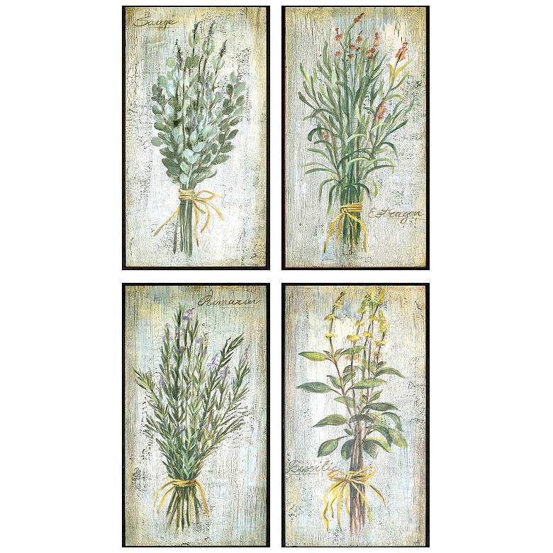 Image 1 Bountiful Herbs 13"W x 25"H Framed Art Set of 4